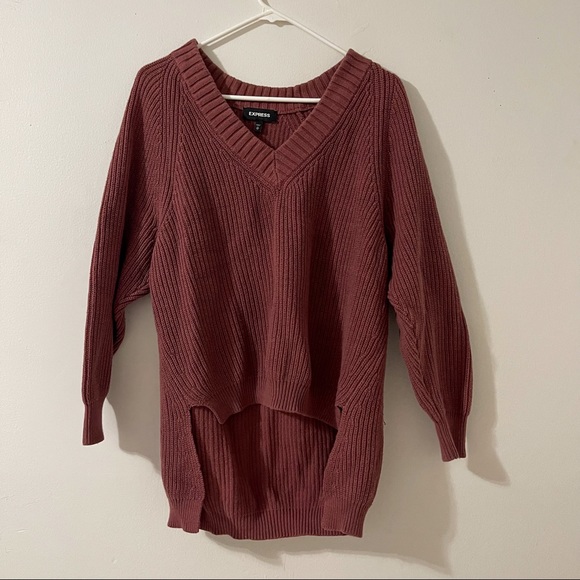 Express Sweaters - Oversized V-neck Sweater